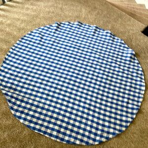 58 inch round table cover in blue and white gingham